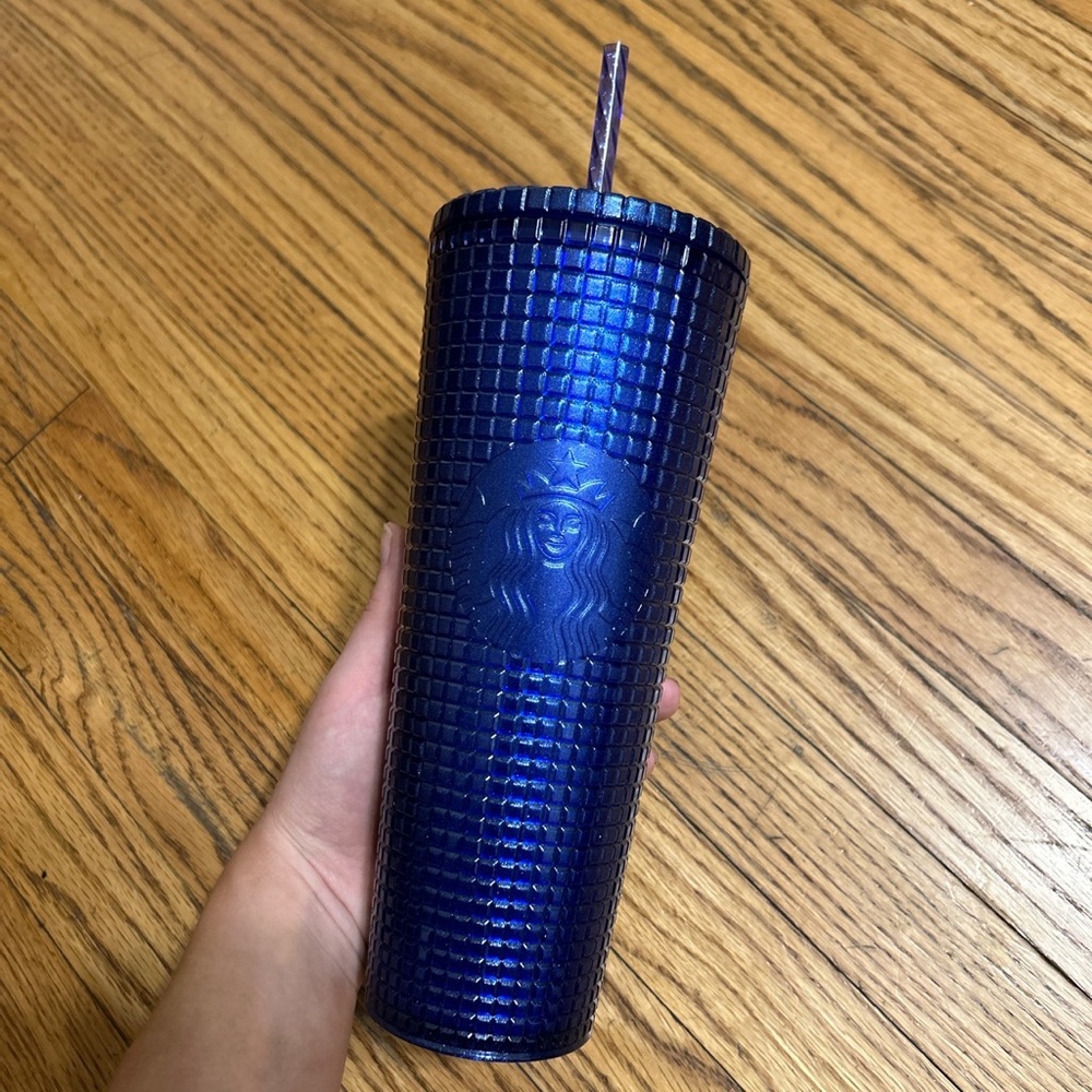 Dark purple/blue glitter textured Venti starbucks tumbler
